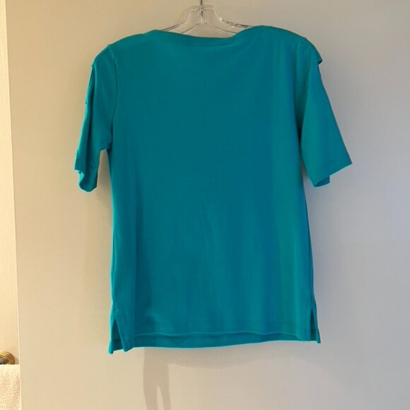 Turquoise Cotton Tee Size Petite Small - Picture 4 of 9